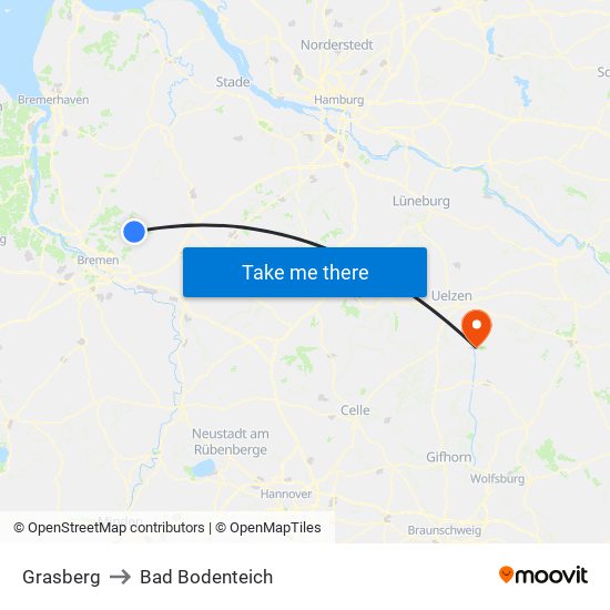 Grasberg to Bad Bodenteich map