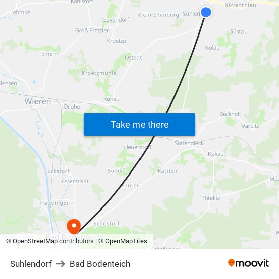 Suhlendorf to Bad Bodenteich map