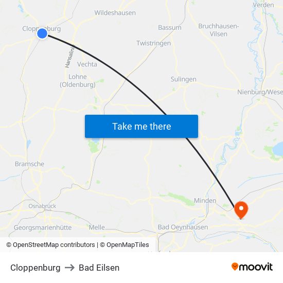 Cloppenburg to Bad Eilsen map