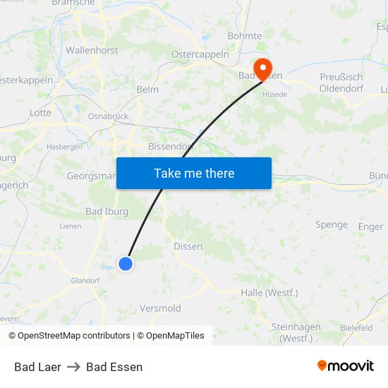Bad Laer to Bad Essen map