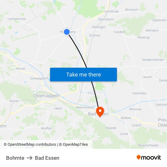 Bohmte to Bad Essen map