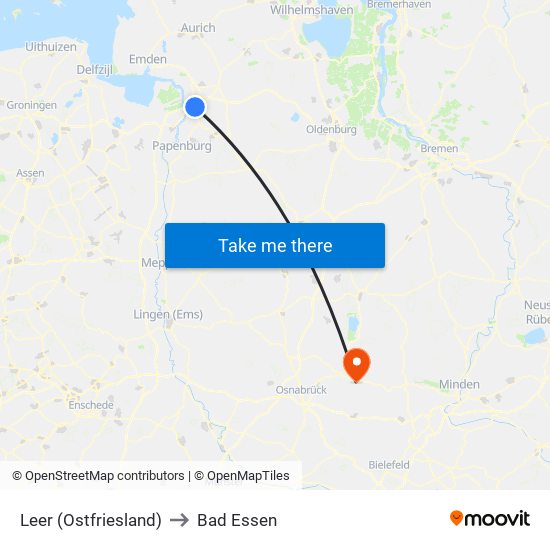 Leer (Ostfriesland) to Bad Essen map