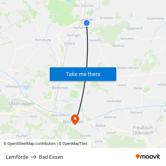 Lemförde to Bad Essen map