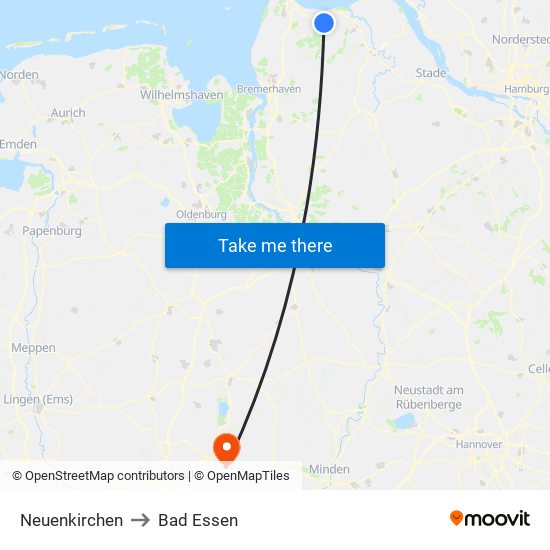 Neuenkirchen to Bad Essen map