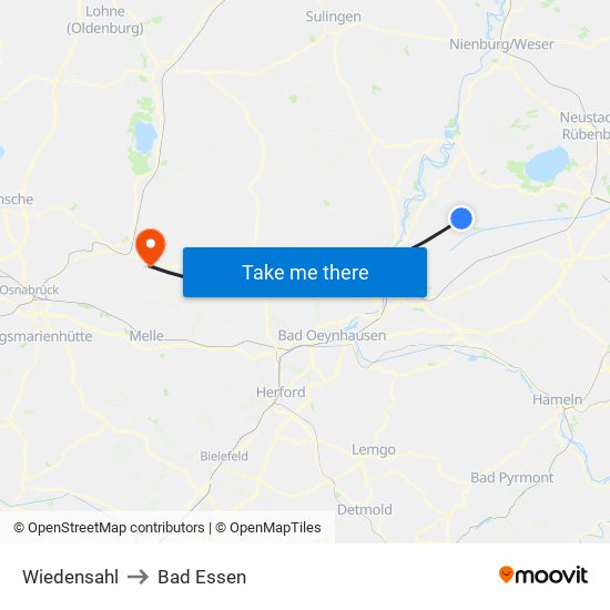 Wiedensahl to Bad Essen map