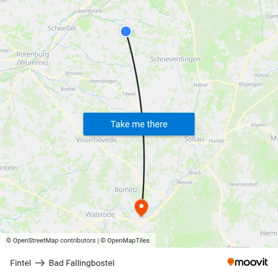 Fintel to Bad Fallingbostel map