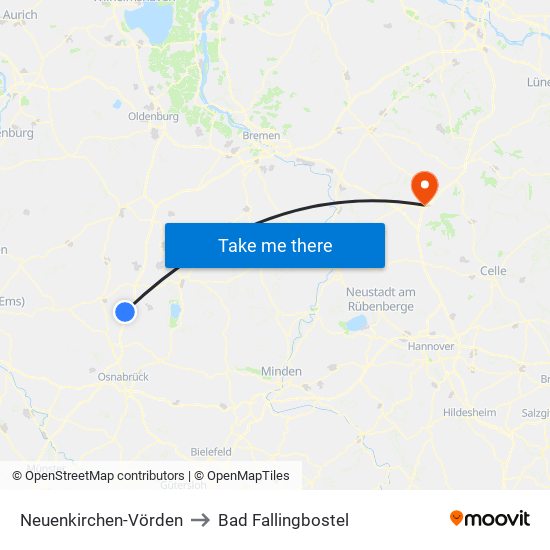 Neuenkirchen-Vörden to Bad Fallingbostel map