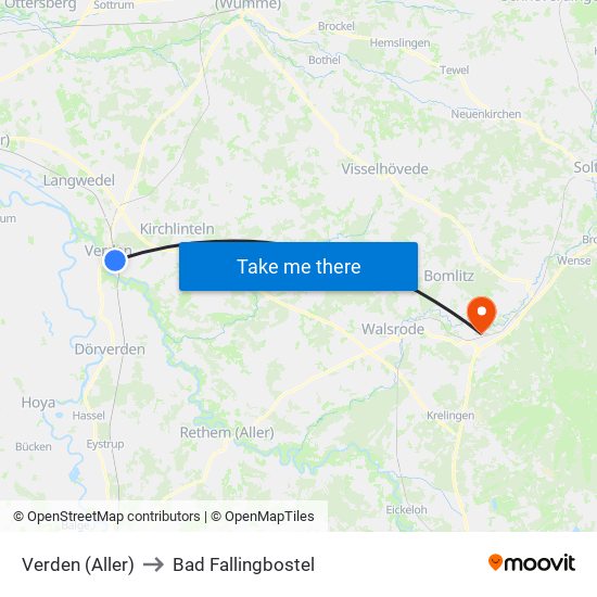 Verden (Aller) to Bad Fallingbostel map