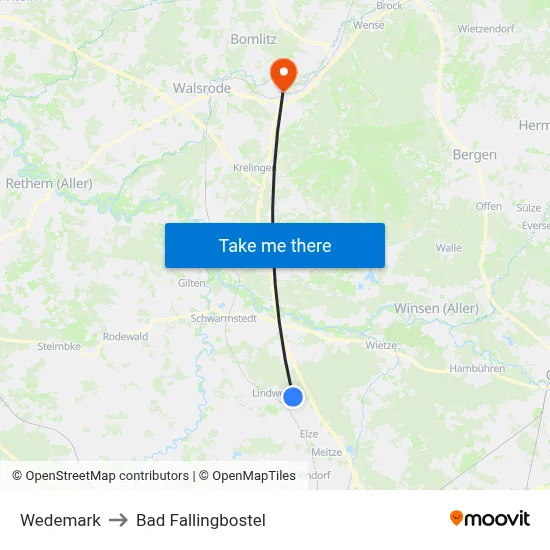 Wedemark to Bad Fallingbostel map