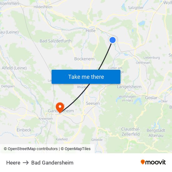 Heere to Bad Gandersheim map
