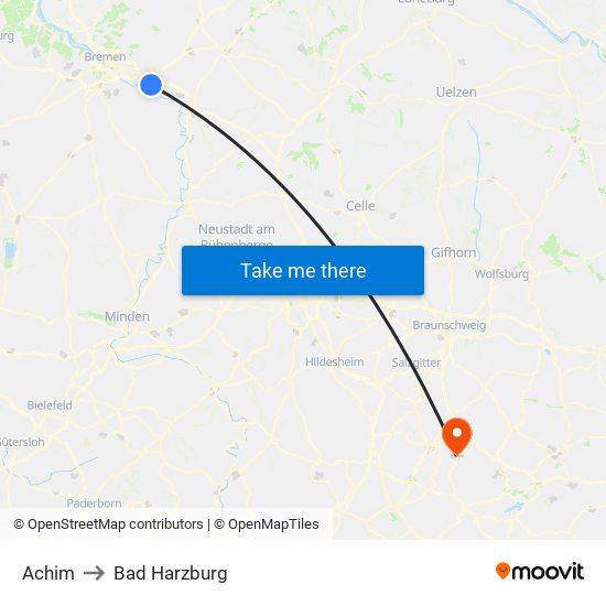 Achim to Bad Harzburg map