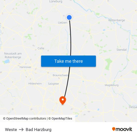 Weste to Bad Harzburg map