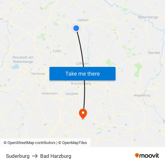 Suderburg to Bad Harzburg map
