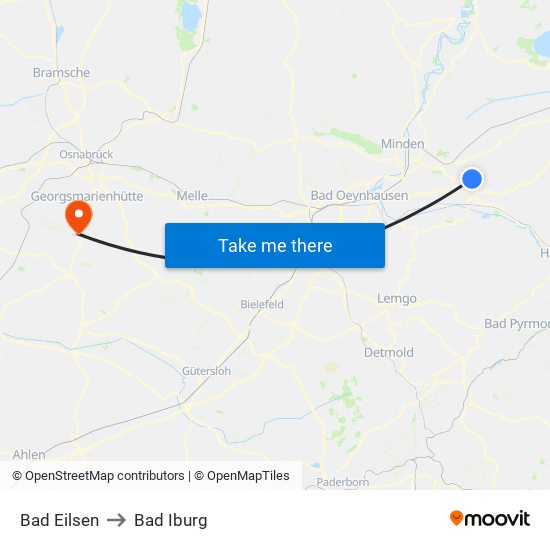 Bad Eilsen to Bad Iburg map