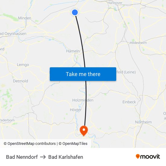 Bad Nenndorf to Bad Karlshafen map