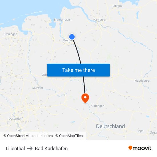 Lilienthal to Bad Karlshafen map