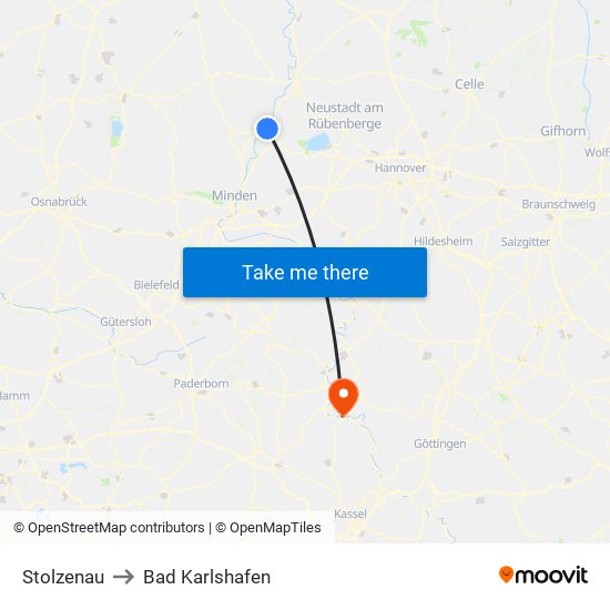 Stolzenau to Bad Karlshafen map