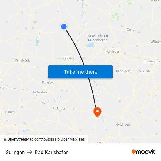 Sulingen to Bad Karlshafen map