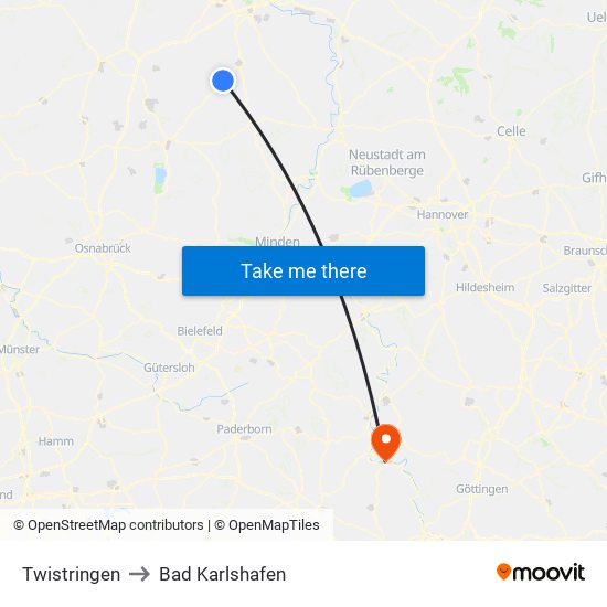 Twistringen to Bad Karlshafen map