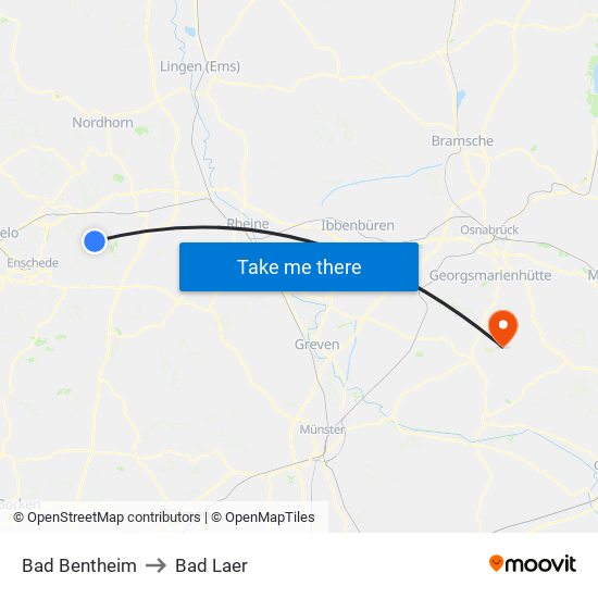 Bad Bentheim to Bad Laer map