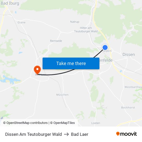 Dissen Am Teutoburger Wald to Bad Laer map
