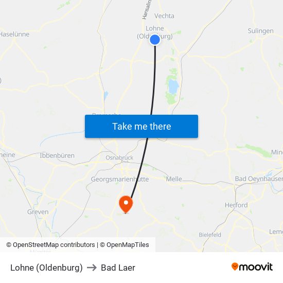 Lohne (Oldenburg) to Bad Laer map