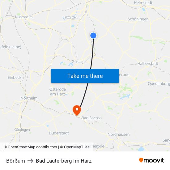 Börßum to Bad Lauterberg Im Harz map