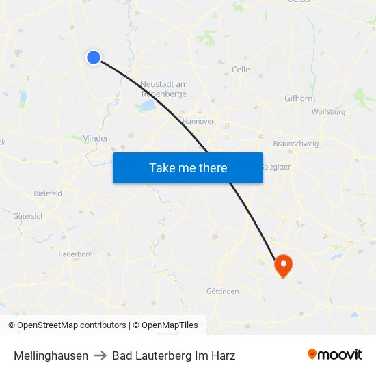 Mellinghausen to Bad Lauterberg Im Harz map