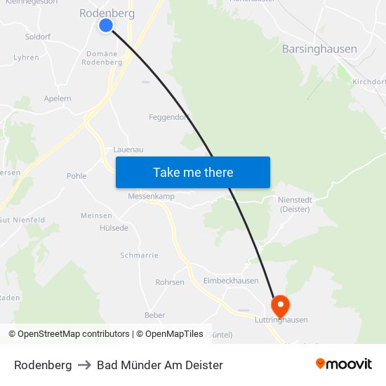 Rodenberg to Bad Münder Am Deister map