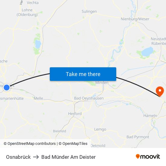 Osnabrück to Bad Münder Am Deister map