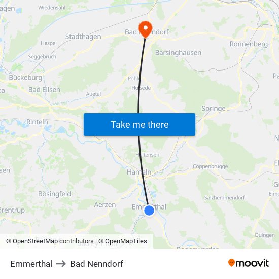 Emmerthal to Bad Nenndorf map