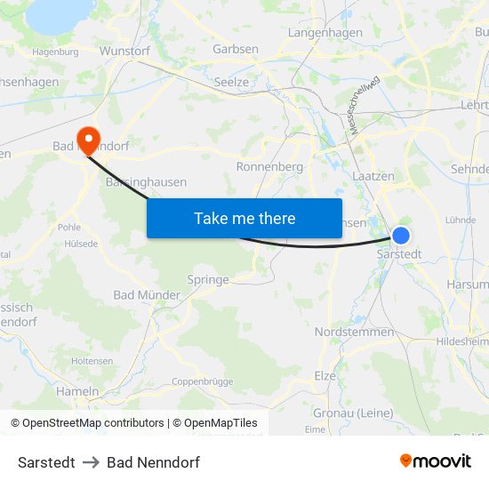 Sarstedt to Bad Nenndorf map