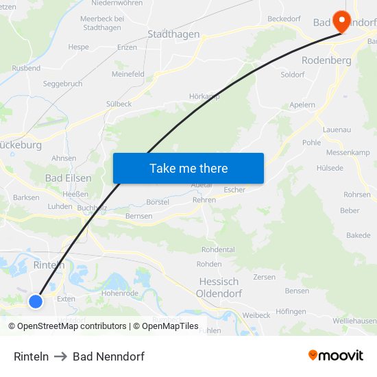 Rinteln to Bad Nenndorf map