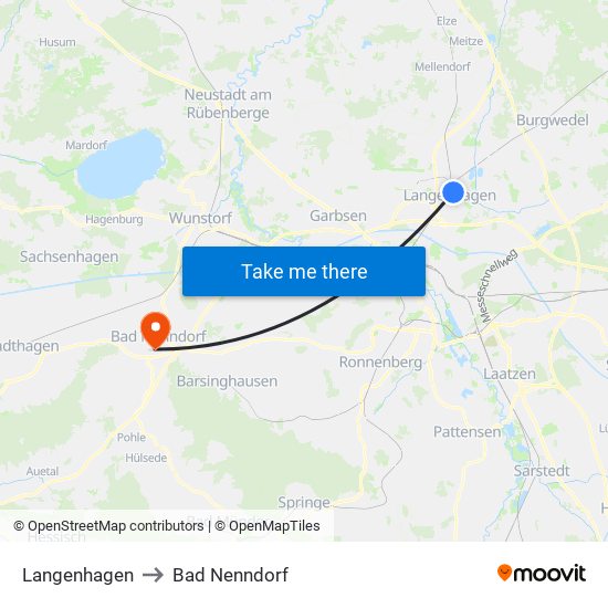 Langenhagen to Bad Nenndorf map