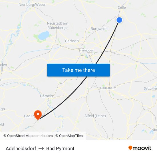Adelheidsdorf to Bad Pyrmont map