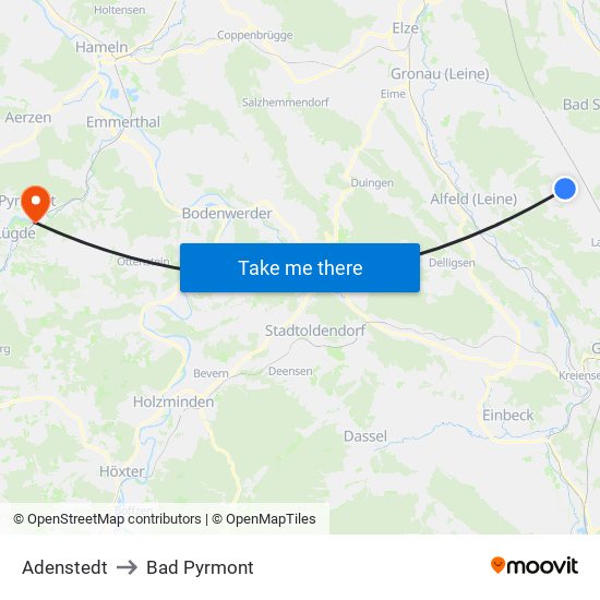 Adenstedt to Bad Pyrmont map