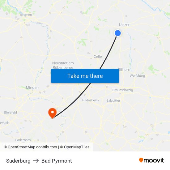 Suderburg to Bad Pyrmont map