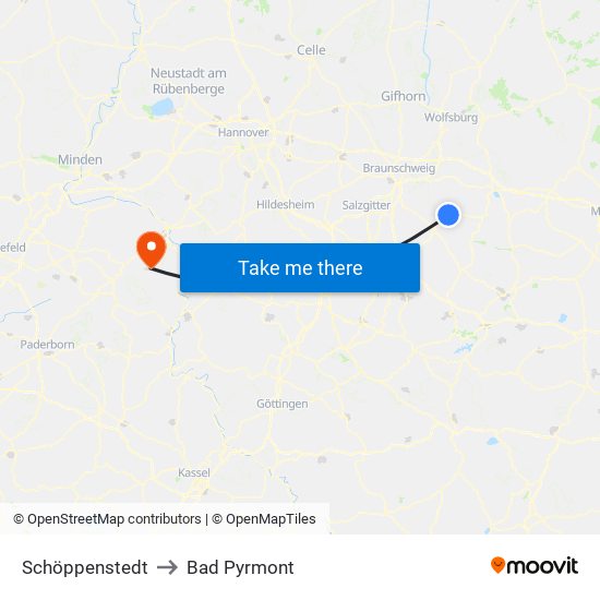 Schöppenstedt to Bad Pyrmont map