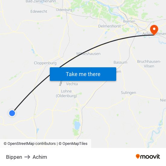Bippen to Achim map