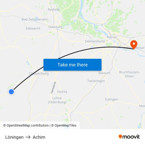 Löningen to Achim map