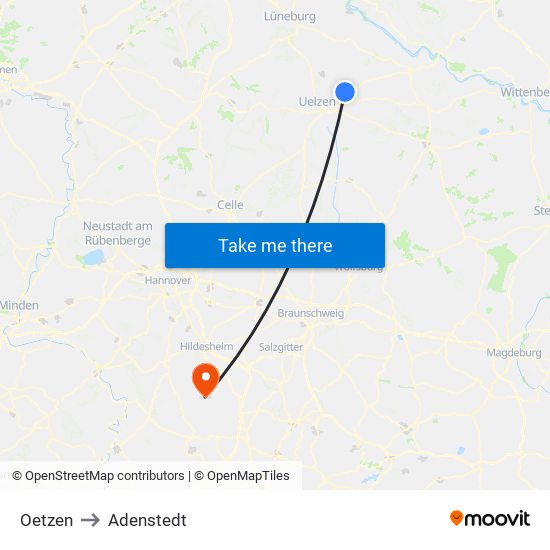 Oetzen to Adenstedt map