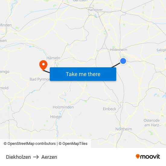 Diekholzen to Aerzen map