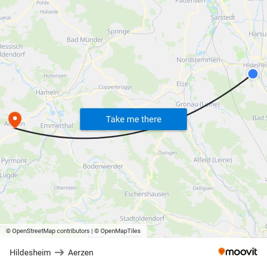 Hildesheim to Aerzen map