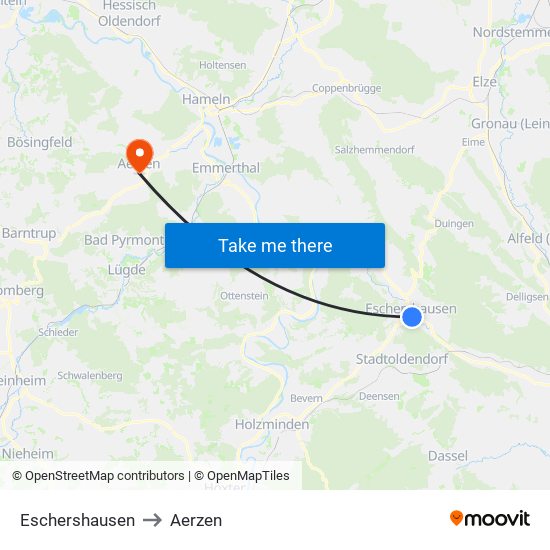 Eschershausen to Aerzen map