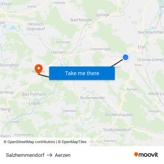 Salzhemmendorf to Aerzen map