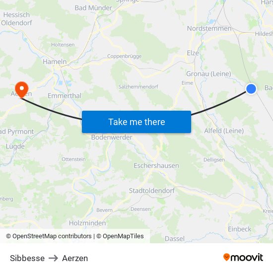 Sibbesse to Aerzen map