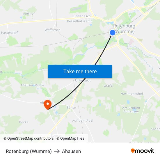 Rotenburg (Wümme) to Ahausen map