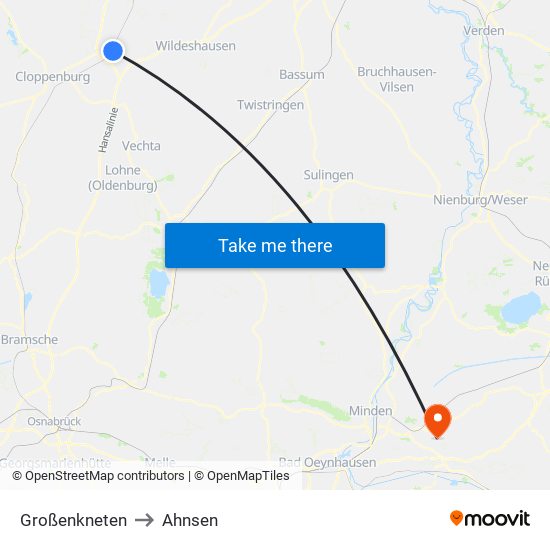 Großenkneten to Ahnsen map