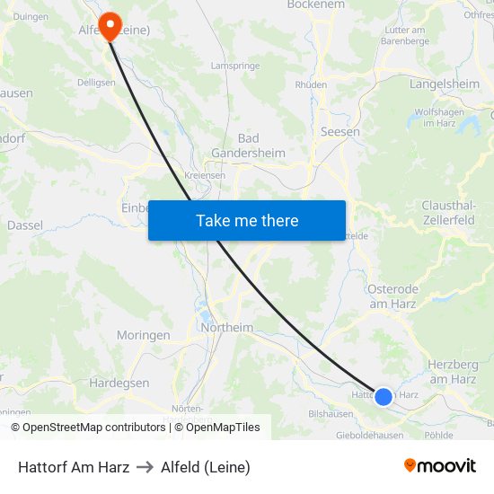Hattorf Am Harz to Alfeld (Leine) map