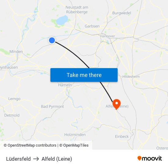 Lüdersfeld to Alfeld (Leine) map